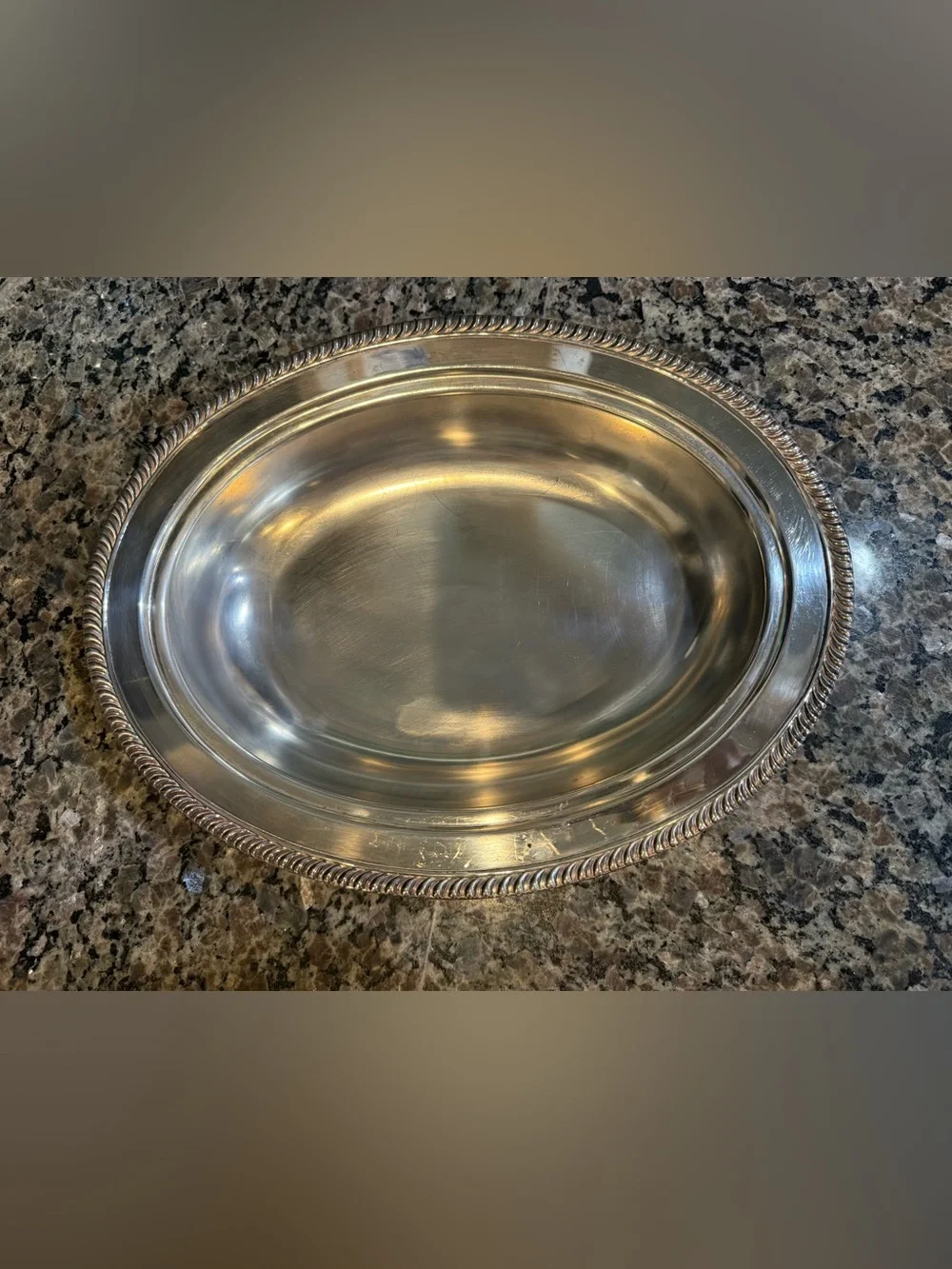 Vintage Rope Edge Silver Plate Oval Serving Dish 8.75” X 11.5”